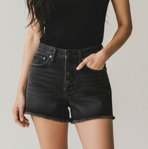 Madewell High Rise Denim Shorts In Black Wash Size Women's 26